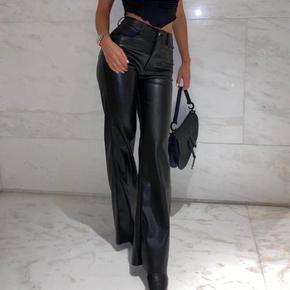 Tiger Mist Black Leather High-Waisted Pants Size XS